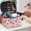 Pink Polka Dot Portable Makeup Bag with Brush Slots 1 Pack 5