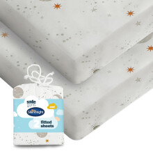 Silentnight Safe Nights Fitted Sheet - Cot Mattress - Breathable 100% Cotton Jer