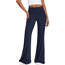 REORIA Damen Leggings Hose Elegant Weites Bein Dunkelblau S — damenhosen, weite hose, hose hoher bund, blaue hose