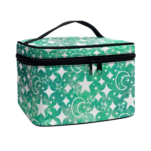 Stars Moon Makeup Case Polyester Brush Holders Handheld Double Zip with Brush Slots 1