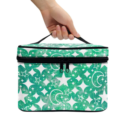 Stars Moon Makeup Case Polyester Brush Holders Handheld Double Zip with Brush Slots 2