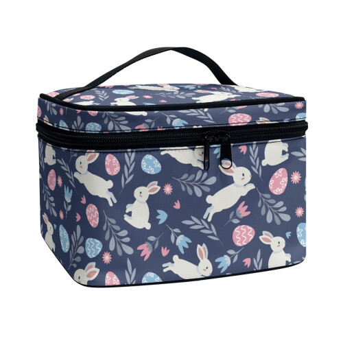 Multi-Function Makeup Organizer Bag with Brush Slots, Polyester Cosmetic Case – Compatible with Rabbit-themed Accessories 1