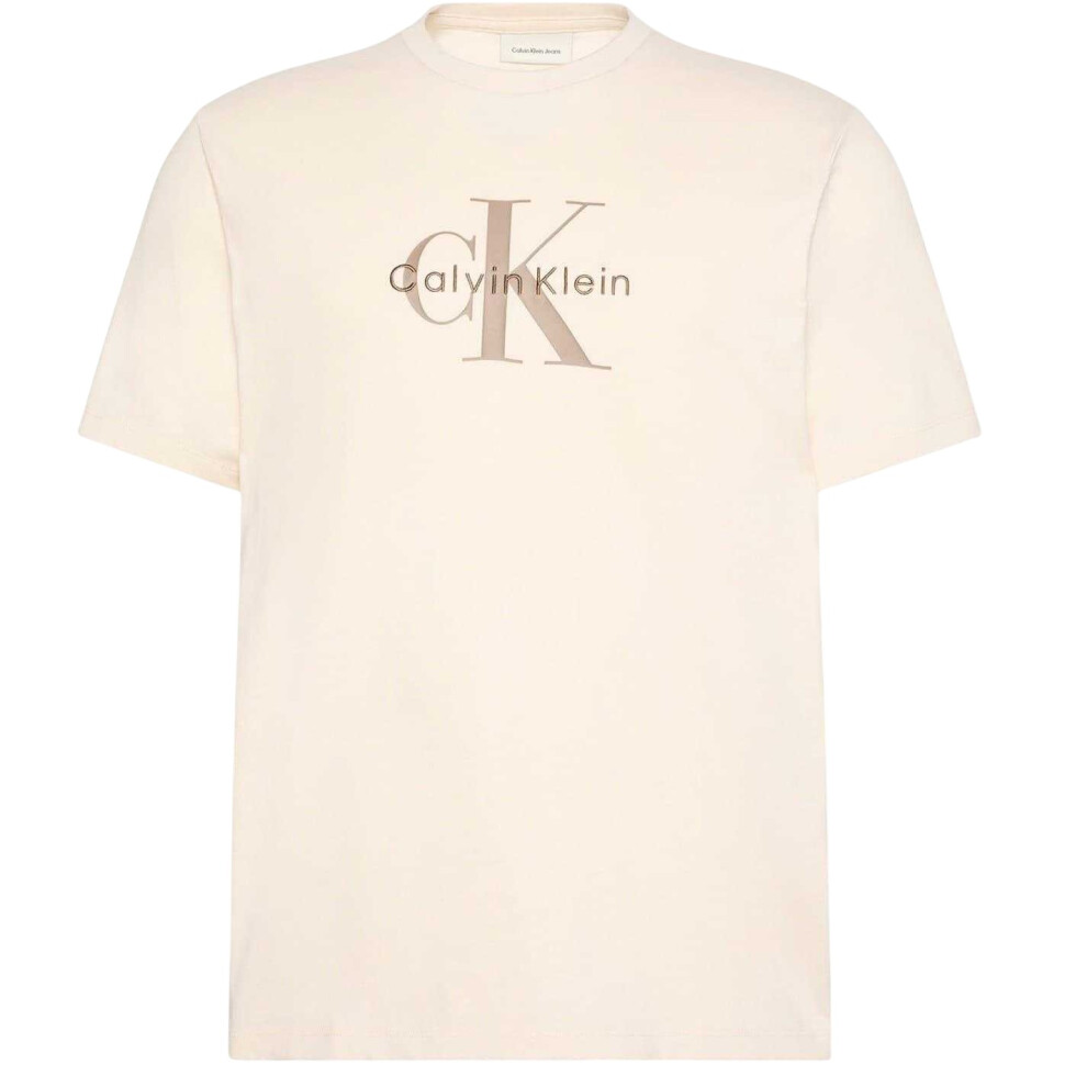 Calvin Klein (M, Chalk) Mens Monogram T-Shirt
