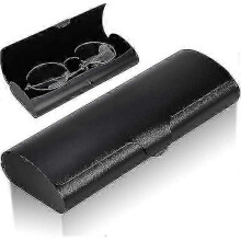 Estuche de aluminio resistente para gafas: elegante estuche rígido de metal negro para gafas de lectura, perfecto tanto
