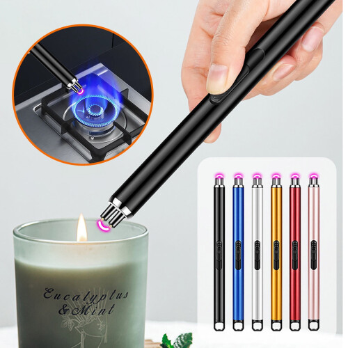 Silver USB Rechargeable Windproof Plasma Lighter, No Flame – Compatible with Camping, Kitchen & Outdoor Use 2