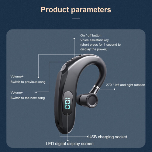 Bluetooth-headset för företag och sport med digitalt 2