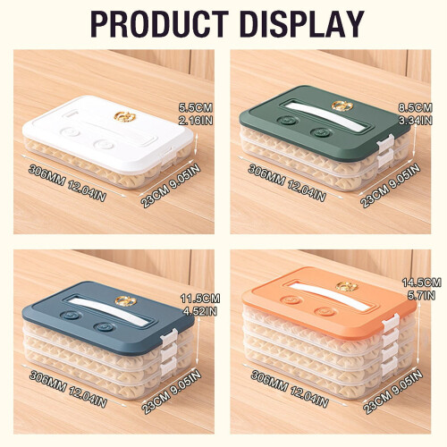 4-Layer Dumpling Freezer Case, Stackable Plastic Fridge Organizer with Lids – Compatible with Standard Refrigerators 2