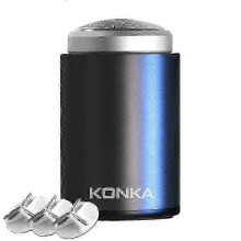 (Black+3 Knife Head) KONKA Mini Portable Razor - Waterproof Travel Electric Shaver for Men, Compact & Rechargeable Outdoor Shaver