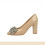 Women's Leather Rhinestone Bow Block Heel Pumps 2