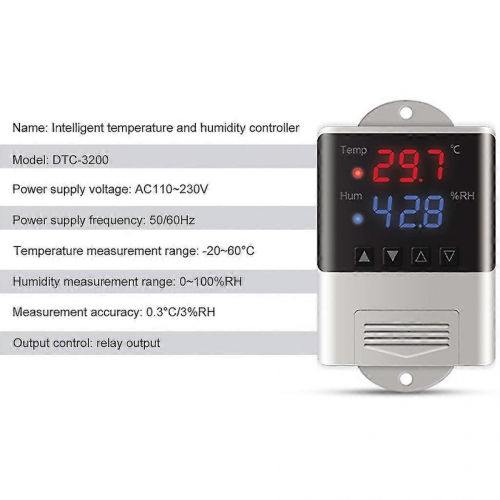Επαγγελματικό Θερμόμετρο, Υγρόμετρο 20~60c/0~100%rh Θερμοκρασίας & Υγρασίας 1