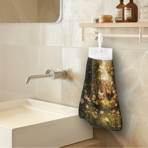 Rooster Daisy Hanging Hand Towels with Loops 2-Pack 2