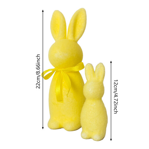 2 Pack Large Flocked Rabbit Easter Decorations, Spring Table Centerpieces, Solid Color Rabbit Figurines for Home & Party – Compatible with Easter 2