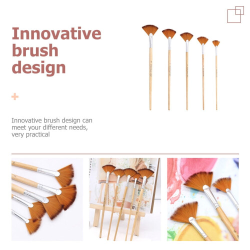 5Pcs Portable Paint Brushes Multi-function Fan Brushes Professional Watercolor Brushes 1