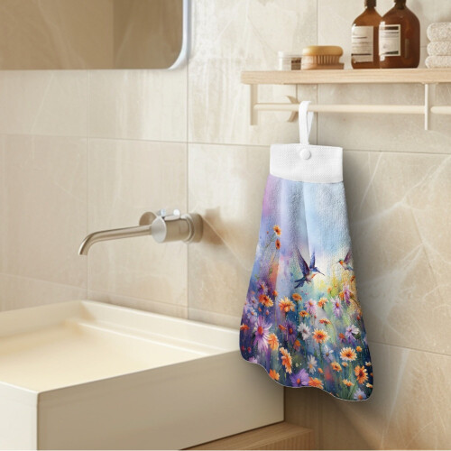 Hummingbird Hand Towels Daisy Design Breathable Fast-Drying 2