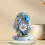 Blown Glass Easter Egg Ornament Blue Floral 1 piece 5