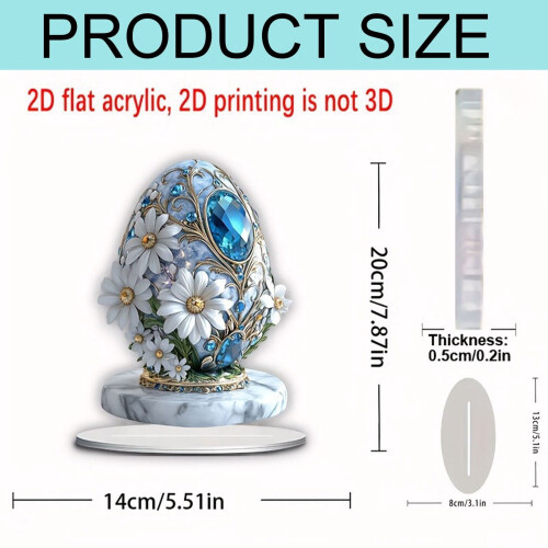 Blown Glass Easter Egg Ornament Blue Floral 1 piece 2