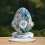 Blown Glass Easter Egg Ornament Blue Floral 1 piece 6