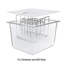Stainless Steel Sous Vide Rack And 11l Sous Vide Cooker Containers Sets Detachable Dividers Separator for Immersion Circulators(,rack N 11l Container)