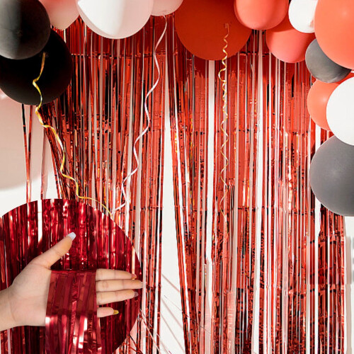 Red Tinsel Foil Fringe Curtain 1 x 2 m 1