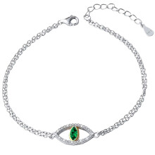 Sølvarmbånd med kubisk zirkonia Celebrity "Profetens øje" Smaragd sølv 925 - Gave til mors dag Valentinsdag Fødselsdag Jubilæum