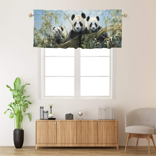 Panda Thermal Curtain Valance Bamboo Blue Sky 54x18 in 1 1