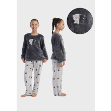 Pigernes pyjamas plys tyk Vienetta 164 15/16 vinter varm blød katte