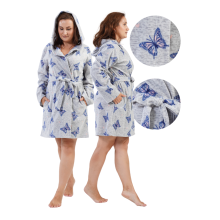 Dame fleece badekåbe med hætte 3XL, bundet, med lommer, varm, dejlig