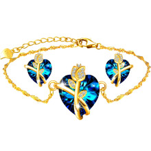 Forgyldte roseøreringe armbåndssæt - Jubilæums-/fødselsdagsgave - 925 sølv
