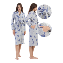Dame fleece badekåbe bundet L Vienetta varm og behagelig W Butterflies