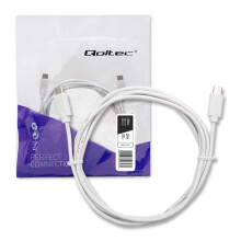 Qoltec USB 2.0 Type C Han-kabel | USB 2.0 Type C Han | 2m | Hvid