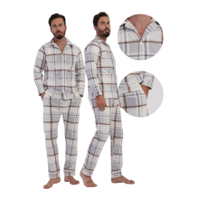 Herre fleece pyjamas XXL lange ærmer Vienna krave knappet varm