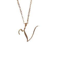 Gold Alloy Initial Pendant Necklace for Women