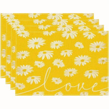 4 Tropical Floral Placemats 12x18 in Polyester