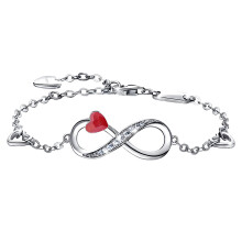 Infinity armbånd med funklende rød krystal - 925 sølv - Armbånd til kone, mor, datter