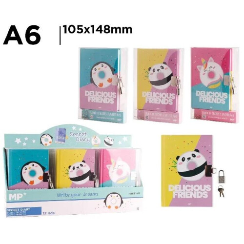 A6 notesbog med hængelås MIX