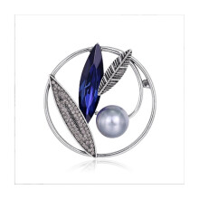 Dekorativ KRYSTAL broche oval marineblå BZ86