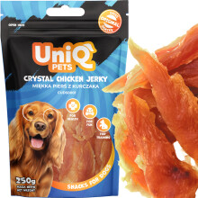 Delikatess, snack til hunde, blød kyllingebrystfilet (94%) UniQ 250g