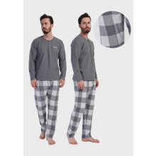 Herrepyjamas i bomuld med lange ærmer, Vienta XXL med lommer, komfortabel