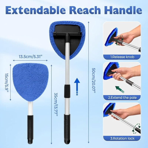 Hicaly Windshield Cleaner Tool with Extendable Handle and 3 2