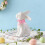 Ceramic Easter Bunny Figurines with Gingham Bows Set of 4 1
