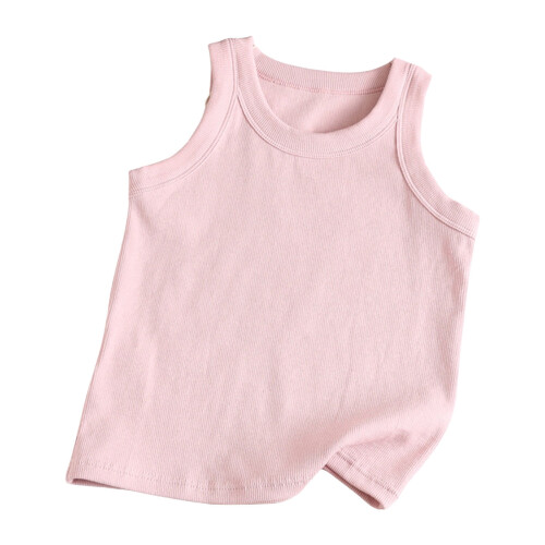 Kids Ribbed Sleeveless Tank Top - Solid Colour