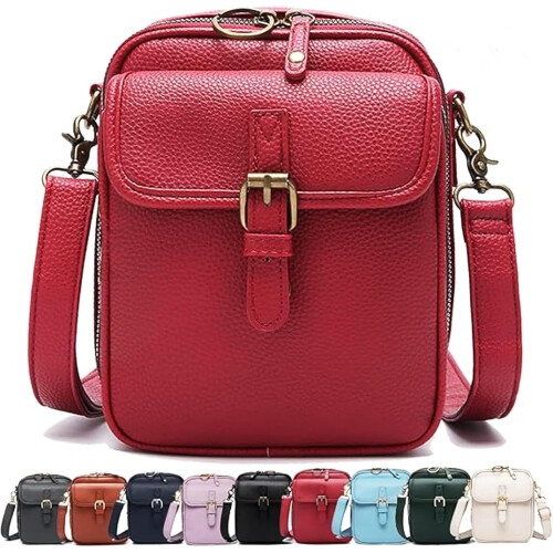 Unisex Crossbody Leather Bag – Adjustable Strap, 20cm