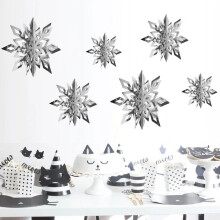 3D Iridescent Paper Snowflakes Garland – 25cm/20cm/15cm