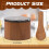 Salt Cellar Box with Lid and Spoon Wood Stone 2 Pcs 2
