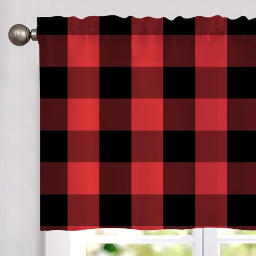 Buffalo Check Curtain Valance 54x18 inch Red Black Plaid 1