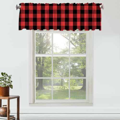 Buffalo Check Curtain Valance 54x18 inch Red Black Plaid 2
