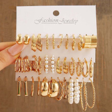 Metal Fried Dough Twists Chain Earrings Set