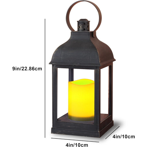 LED Lanterns with Flameless Candles 2-Pack Bronze Plastic 1