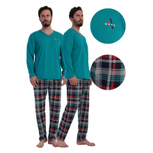 Herrepyjamas i bomuld, Vienta 3XL med lange ærmer og lange bukser