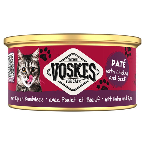 Voskes Paté vådfoder med kylling og oksekød - paté med kylling og oksekød kattefoder 85g